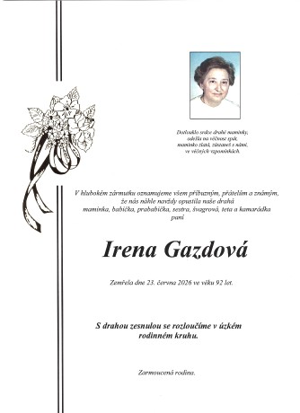 parte Irena Gazdová
